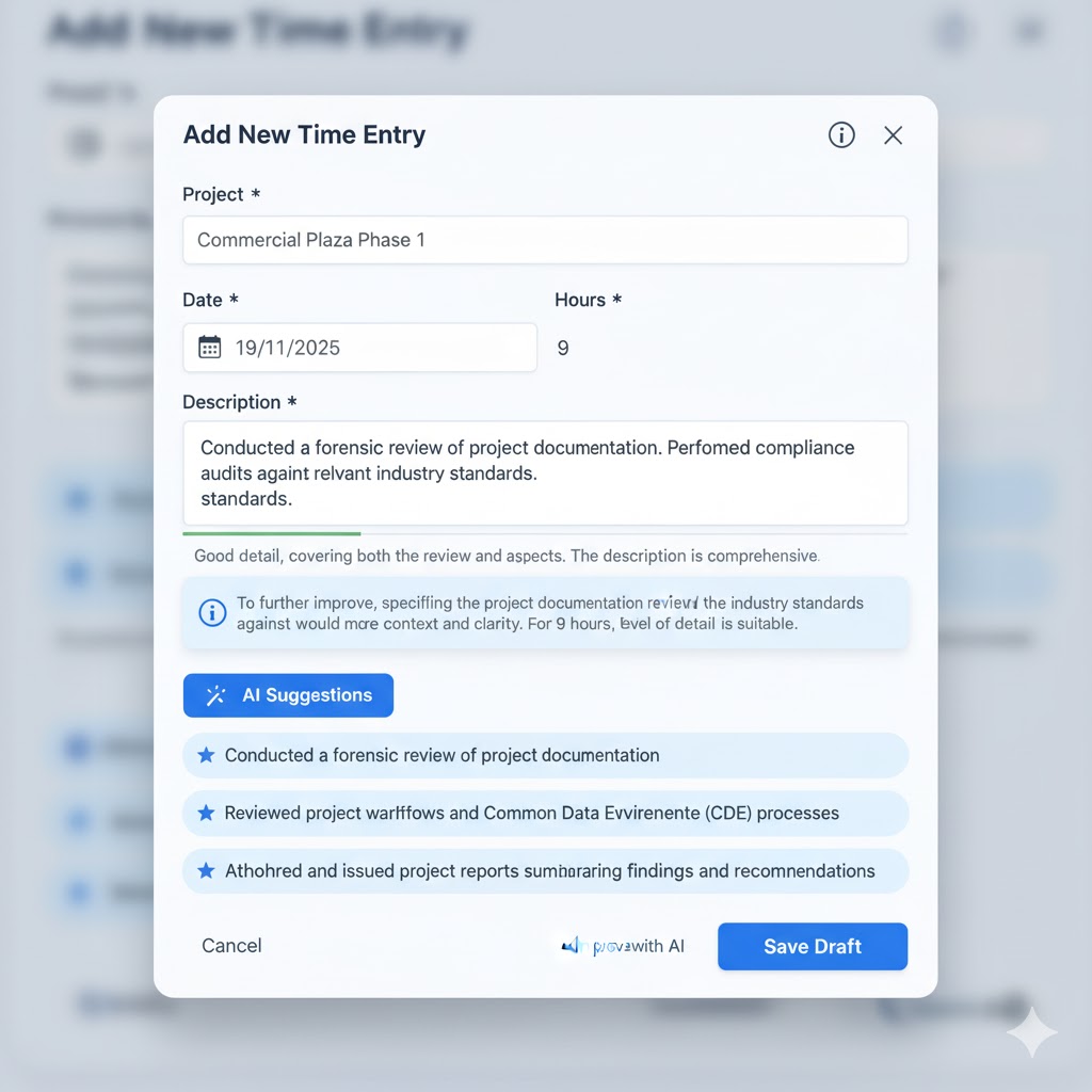 BuildWise AI Time Entry Interface